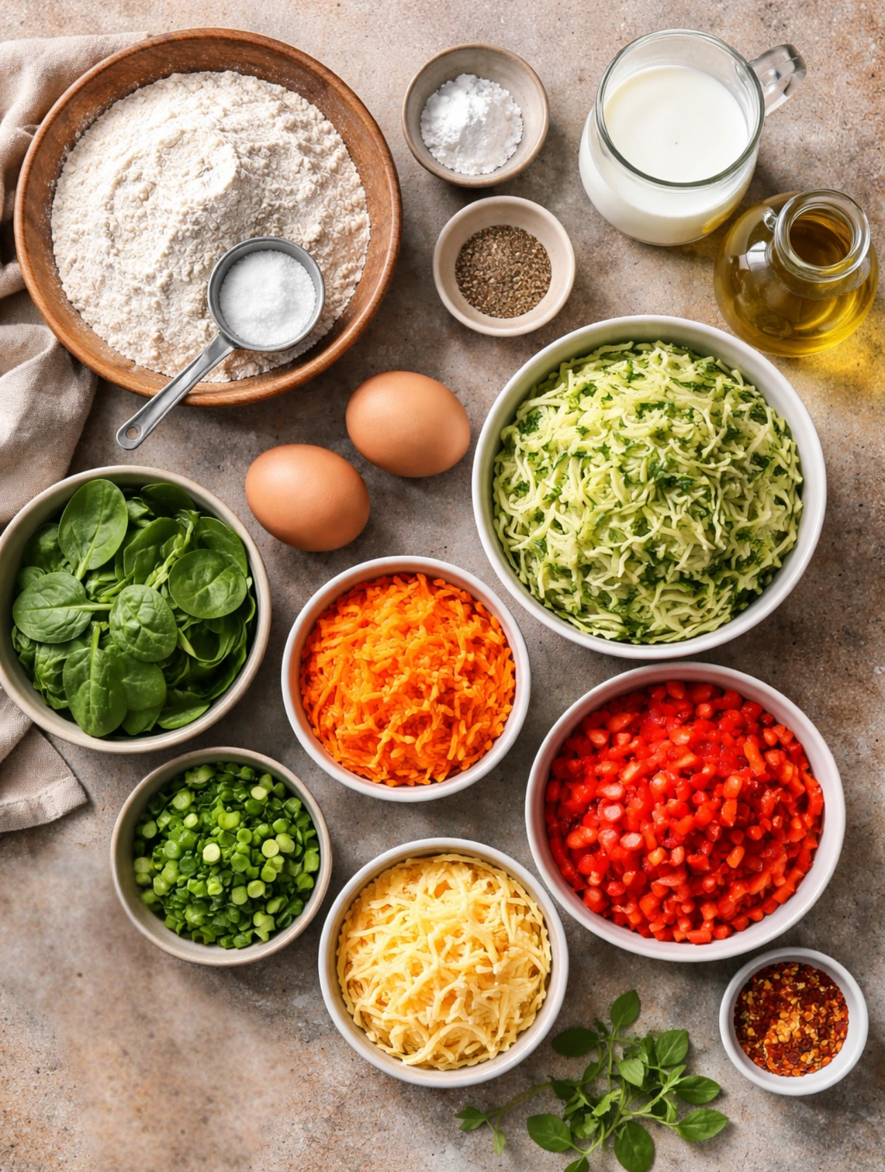 savoury vegetable muffins Ingredients