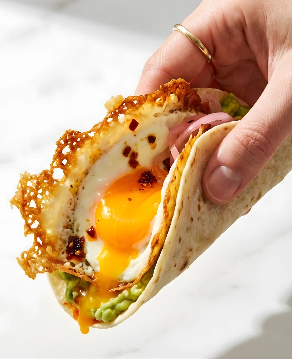Crispy Feta Fried Eggs and Avocado Tortilla