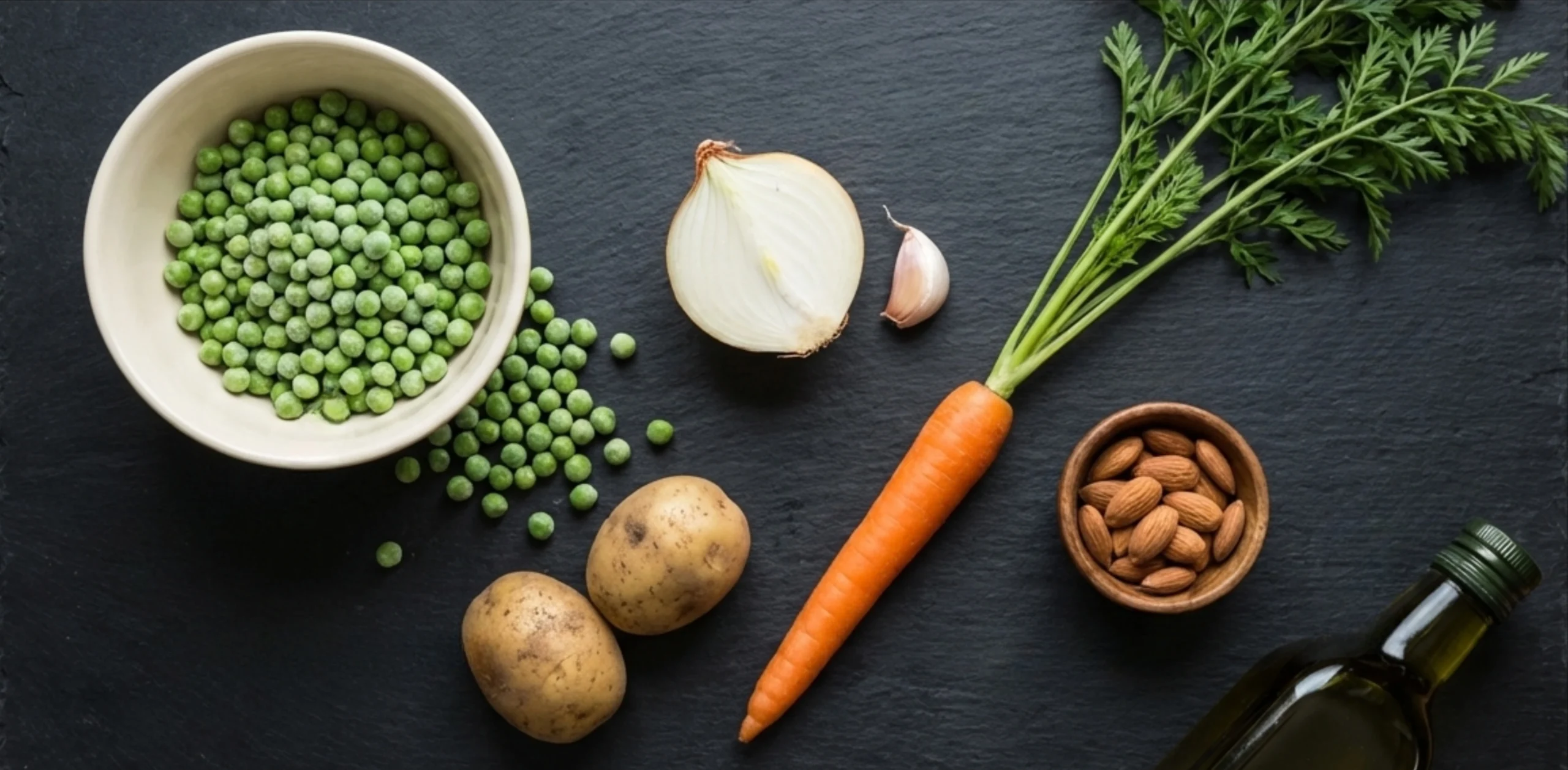 Nutritious Green Pea and Carrot Soup Ingredients scaled