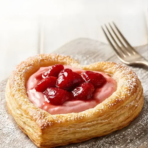 Delicious Strawberry Cream Cheese Heart Danishes on a plate