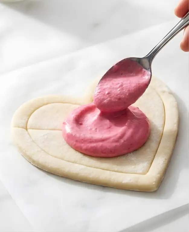 Delicious Strawberry Cream Cheese Heart Danishes on a plate
