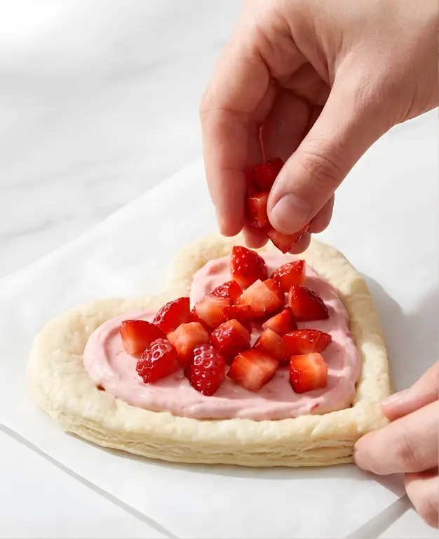 Delicious Strawberry Cream Cheese Heart Danishes on a plate