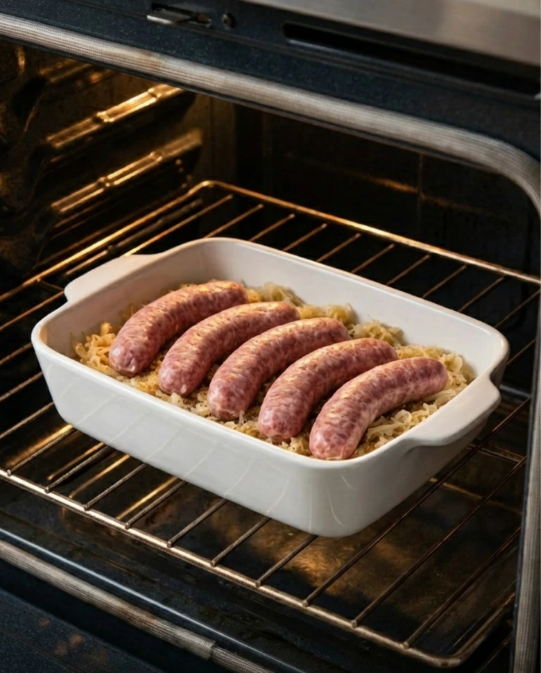 Baked Sauerkraut & Sausage instructions 4 Oven Baked Sauerkraut & Sausage