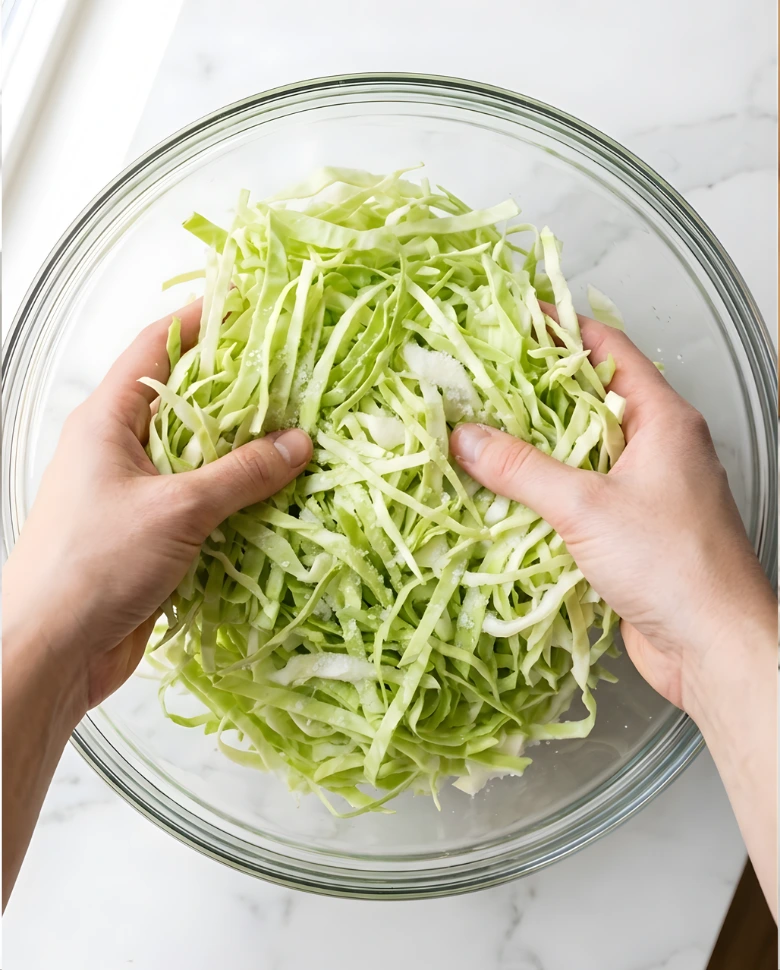 Homemade sauerkraut Homemade sauerkraut in a glass jar with fresh cabbage on the table