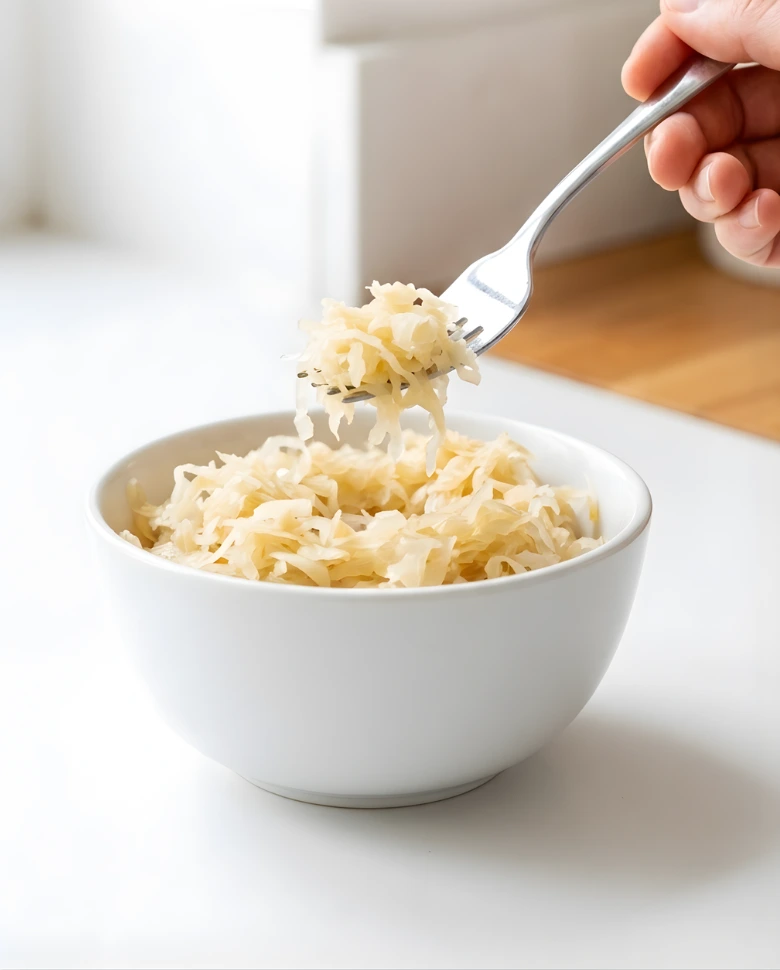 Homemade sauerkraut in a glass jar with fresh cabbage on the table (7) Homemade sauerkraut in a glass jar with fresh cabbage on the table 7