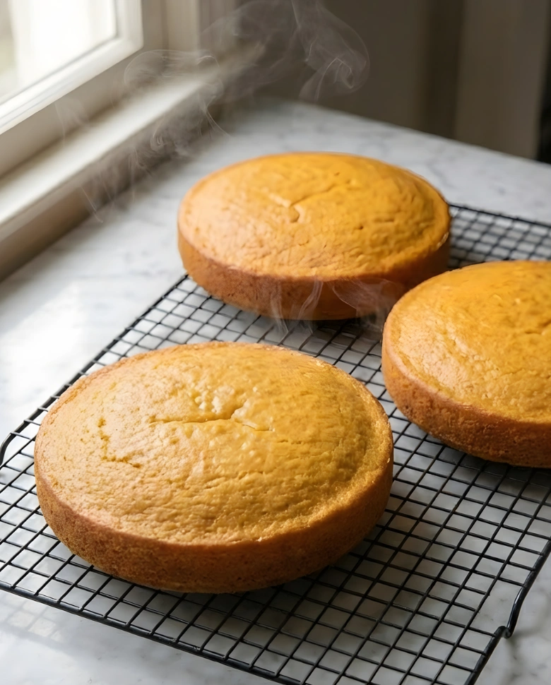 Orange Velvet Cake (7) Delicious orange velvet cake with cream cheese frosting on a white plate